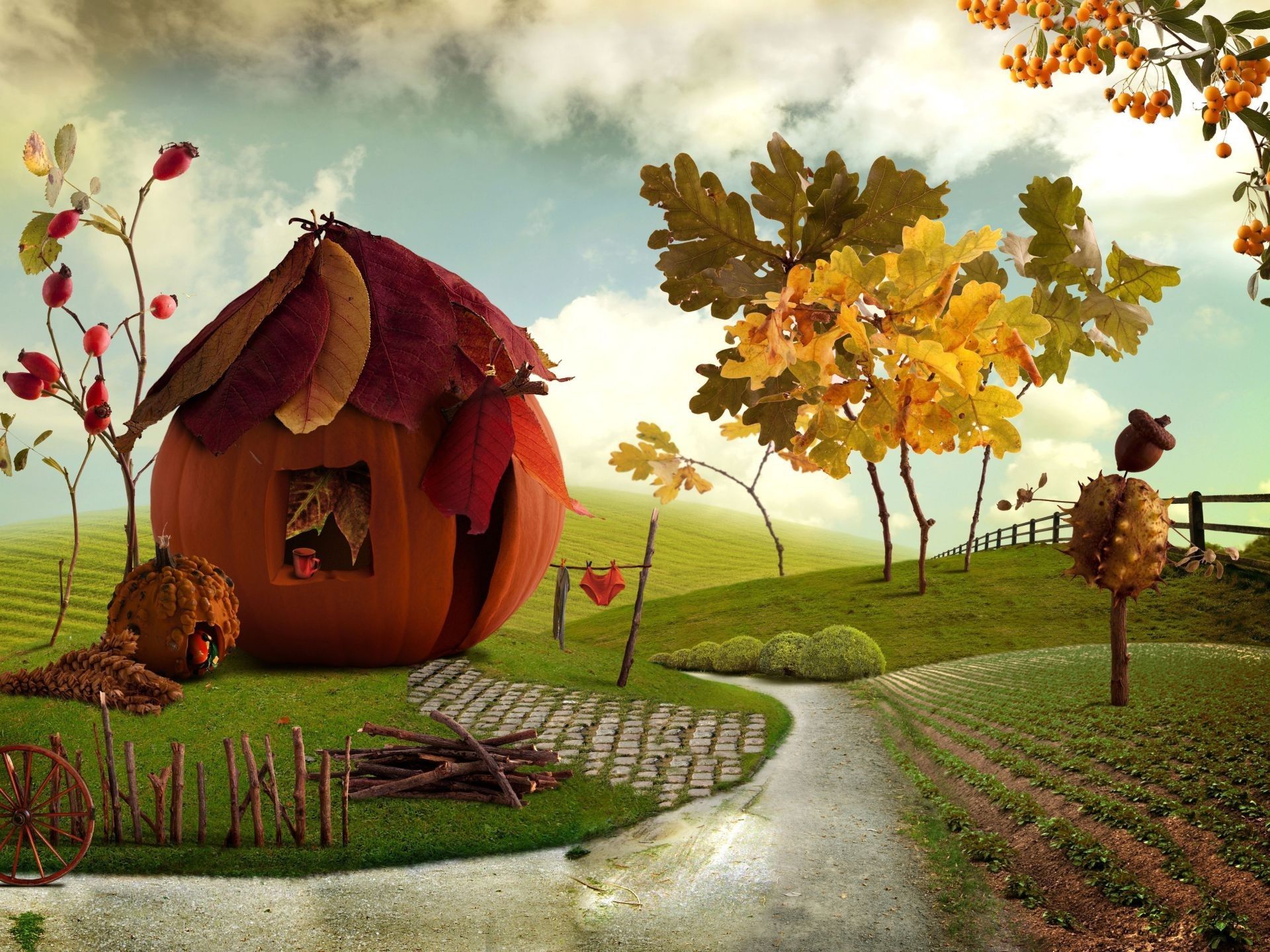 1920x1440 Autumn Fairy Tale And Pumpkin