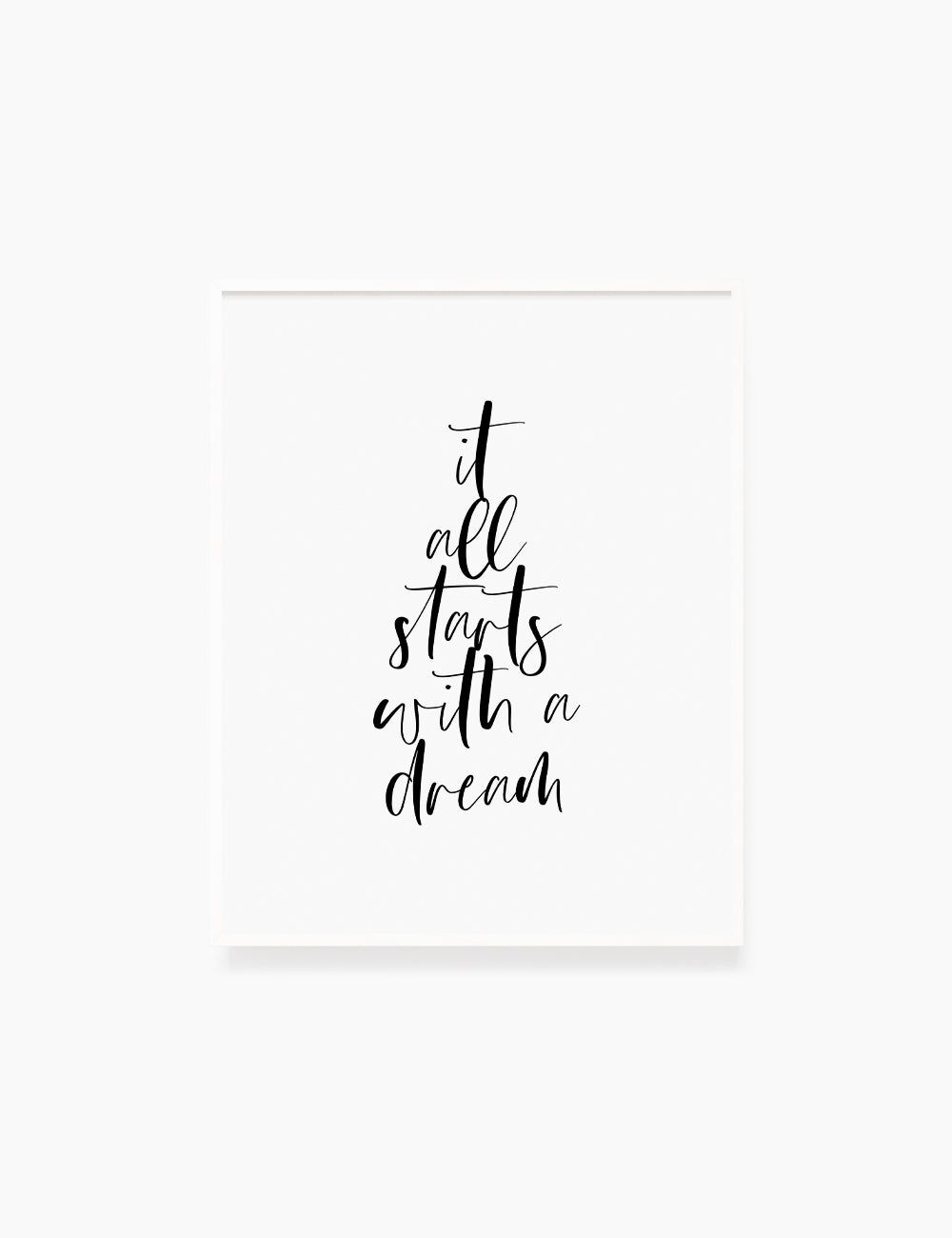 1000x1300 Printable Wall Art Quote: IT ALL STARTS WITH A DREAM