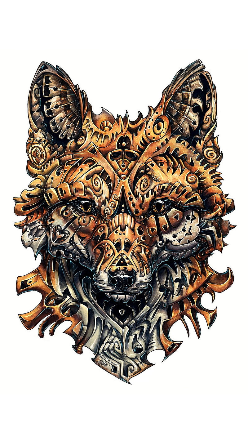 800x1422 MAGIC FOX, tattoo, art, drawings, background, HD phone wallpaper
