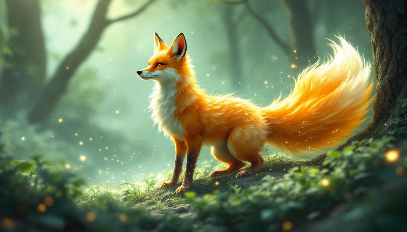 1344x768 Download Mystical Forest Fox Image, Magical, Forest