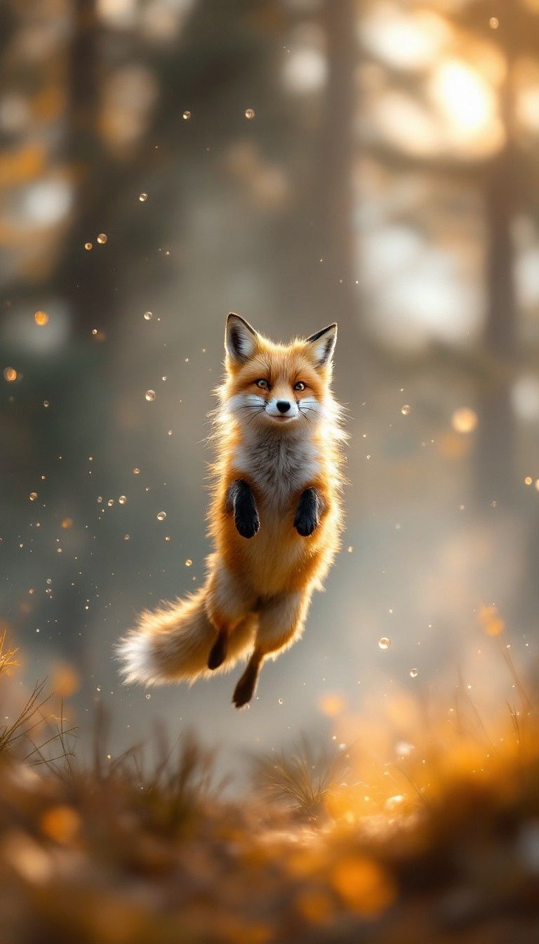 768x1344 Free Floating Fox Magic Image, Forest, Floating