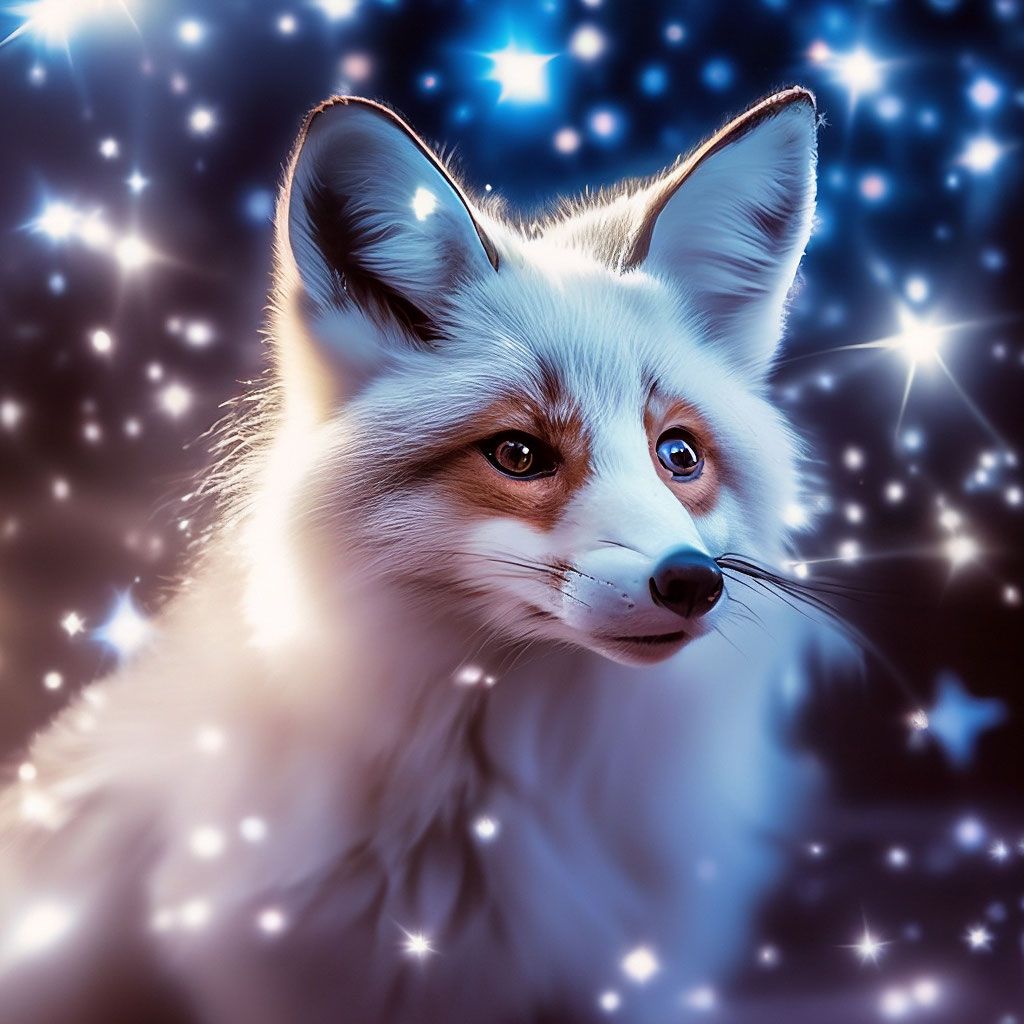 1024x1024 Fantasy world, cosmos, moon, fox from a fantastic movie, magic, magic fox- kitsune of the moon kaguya, mystery, the