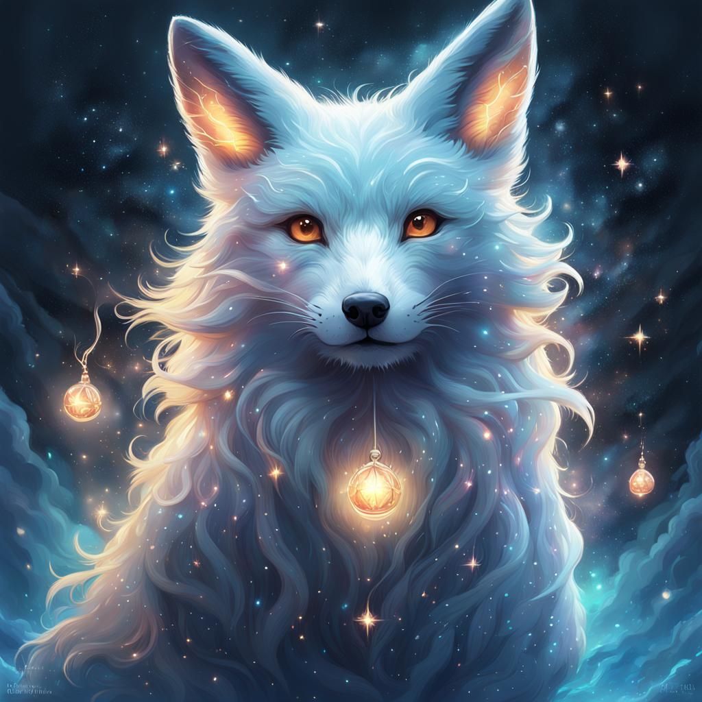 1024x1024 Moon Fire Fox Spirit with Magic Wake