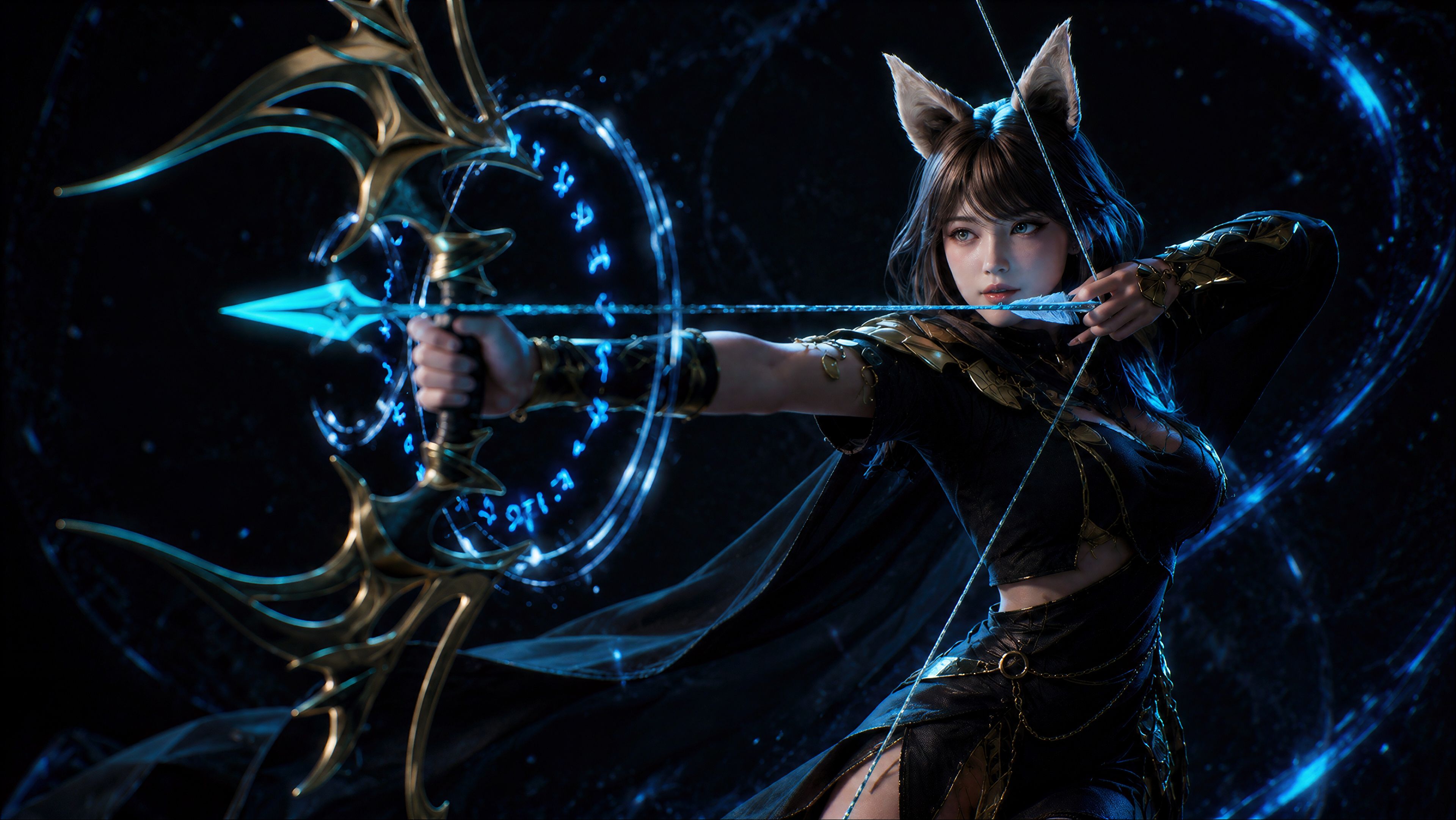 3840x2161 Fox Girl Archer With Magic Bow Wallpaper, HD Artist Wallpaper, 4k Wallpaper, Image, Background, Photos and Picture