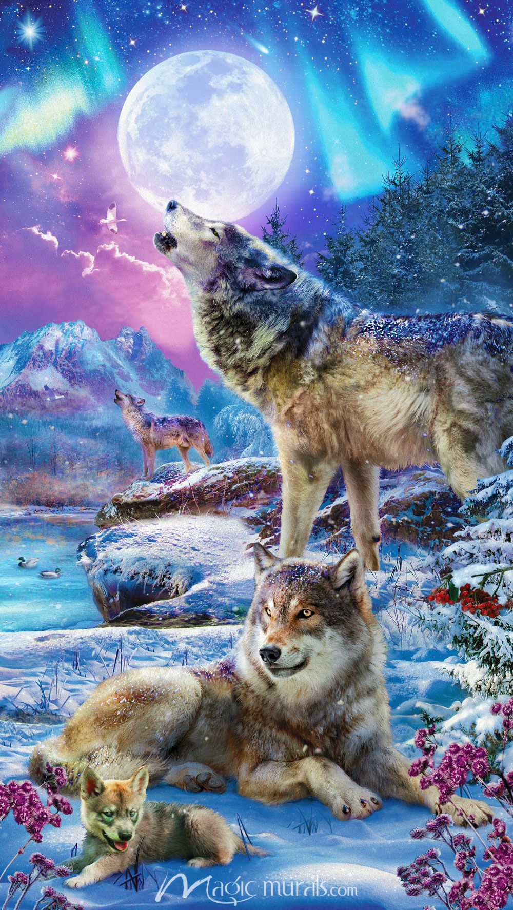 1000x1774 Nightfall Wolves Wallpaper Wall Mural