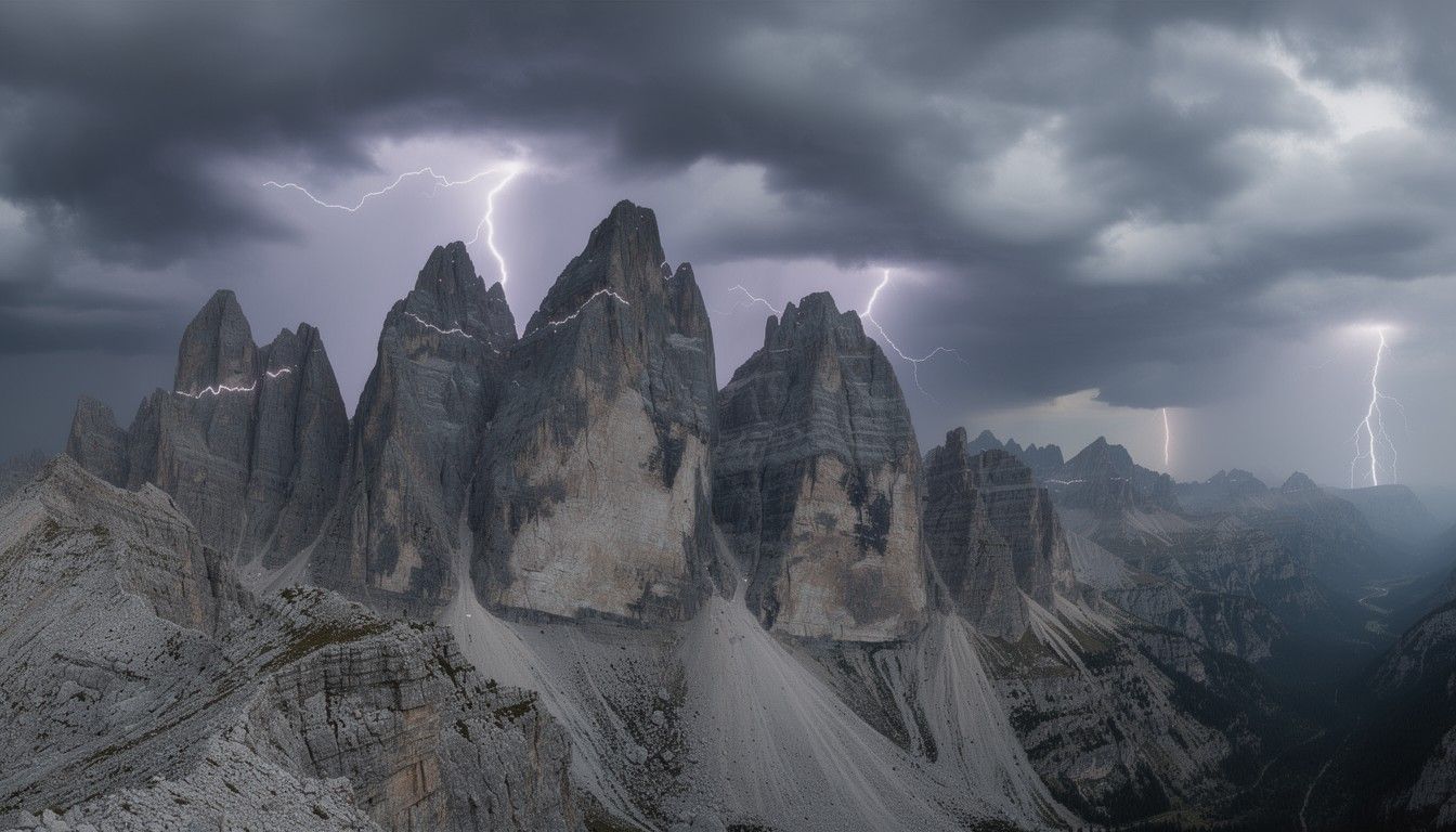 1344x768 Free Mountains Meet Storm Image, Storm, Lightning