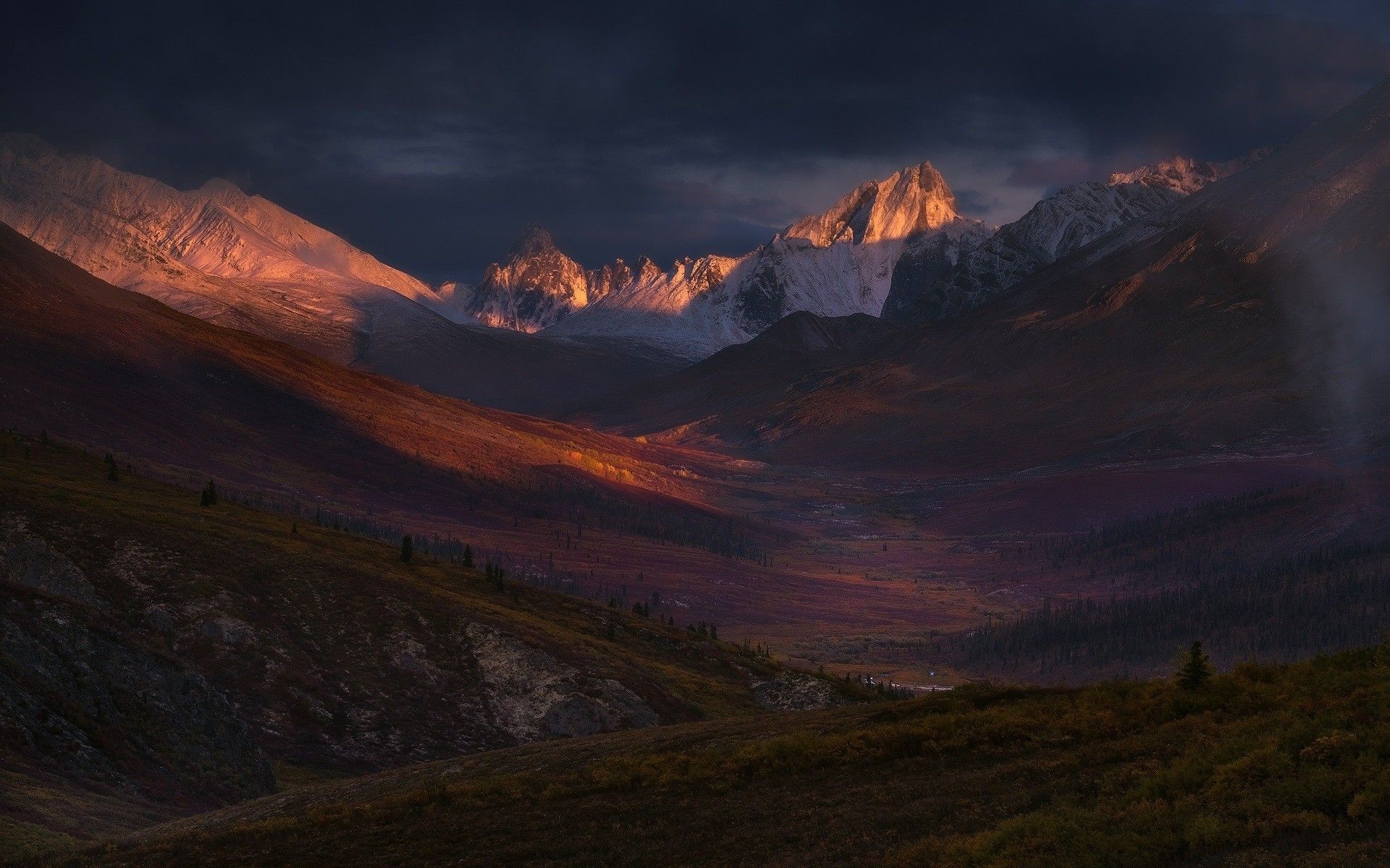 1920x1200 nature, Landscape, Mountain, Clouds, Snow, Water, Canada, Sunset, Trees, Forest, Storm Wallpaper HD / Desktop and Mobile Background