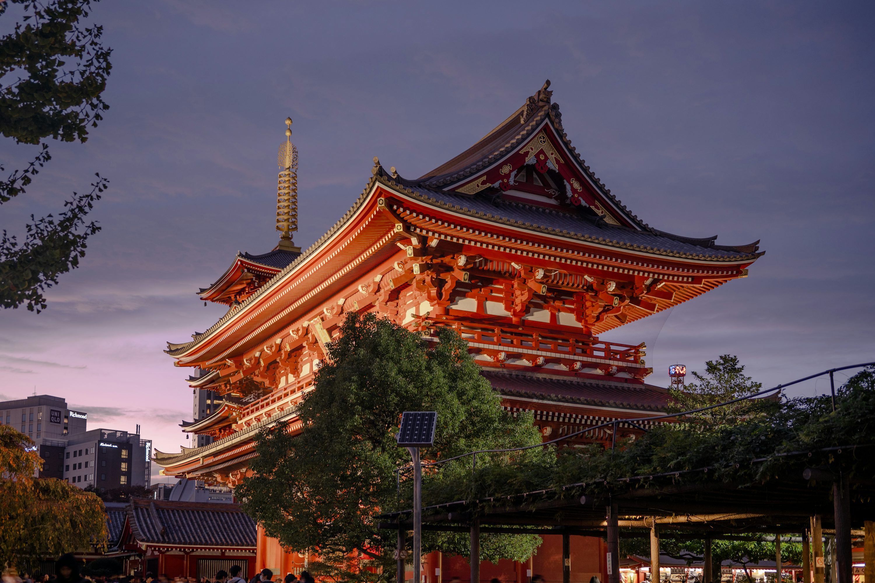 3000x2000 Traditional japanese pagoda illuminated at dusk photo