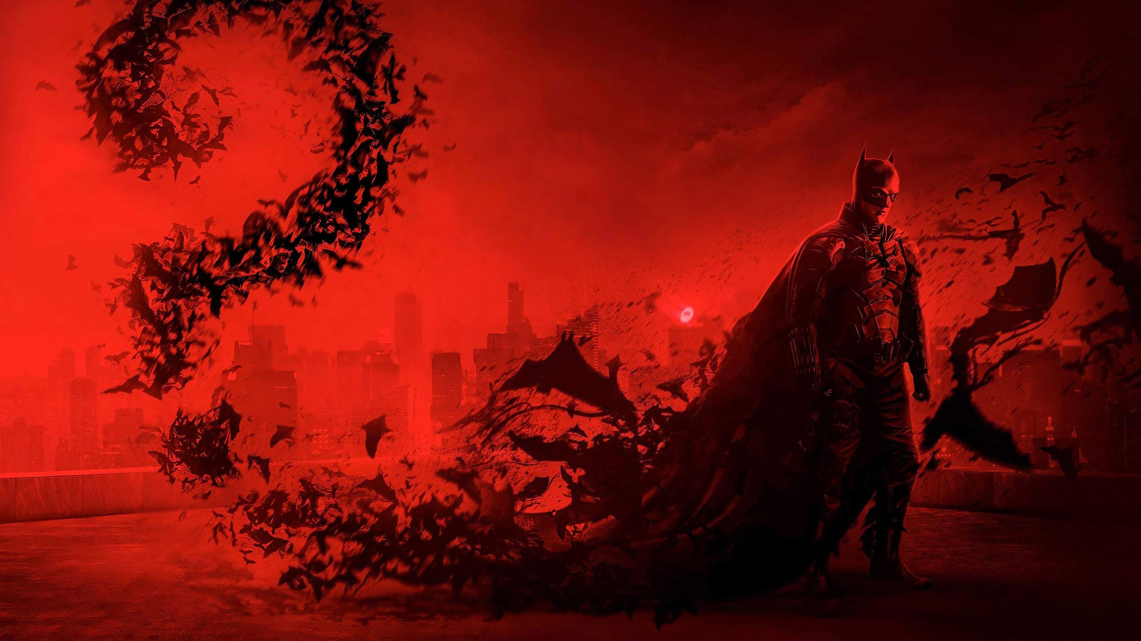 3840x2160 Batman DC Comics Red Background 4K HD The Batman Wallpaper