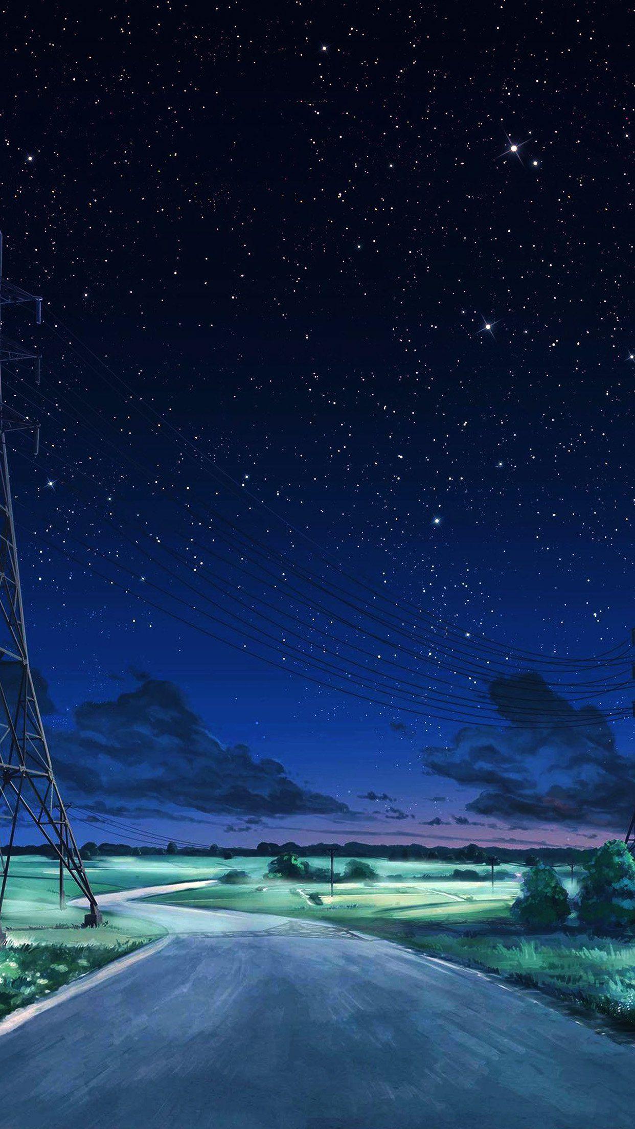 Starry Night Sky Moon Stars Anime Scenery 8K Wallpaper #6.2218