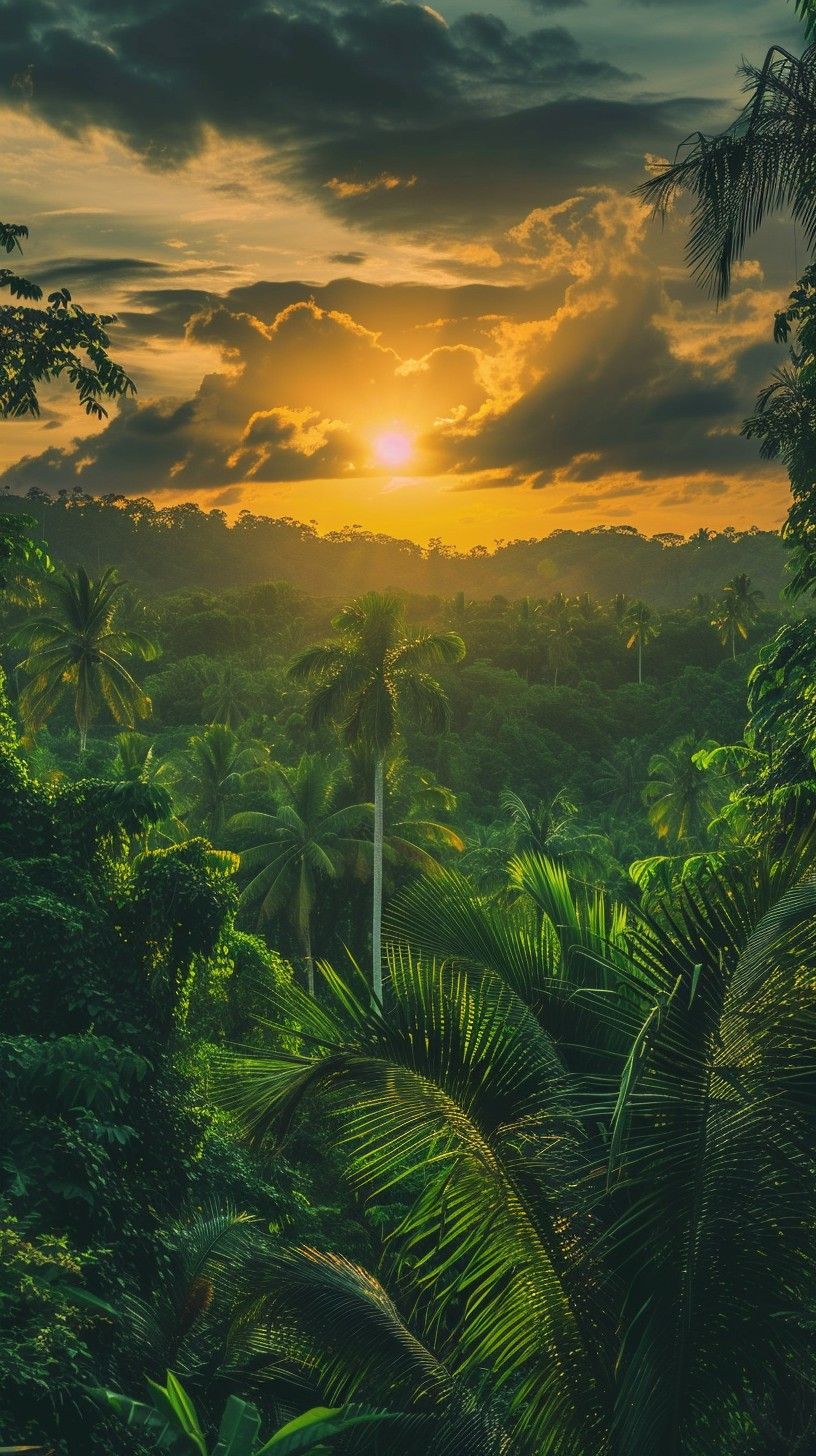 816x1456 Free Jungle Sunset Glow Image, Jungle, Nature