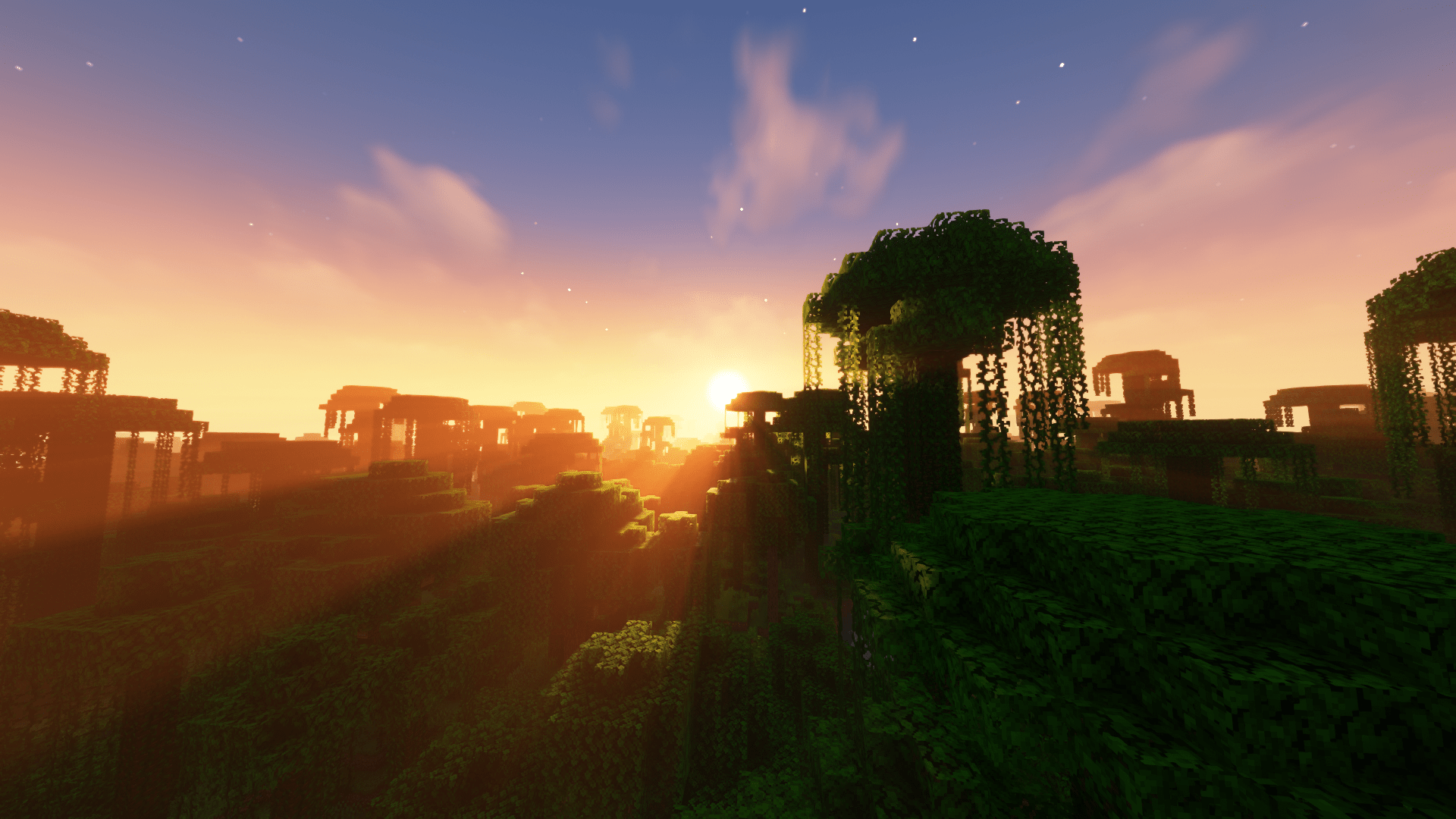 1920x1080 Jungle sunset with the Complementary shaders