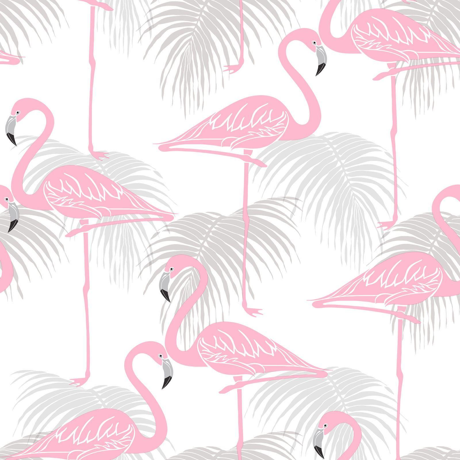 1600x1600 FLAMINGO WALLPAPER BIRDS GLITTER PALM TREE