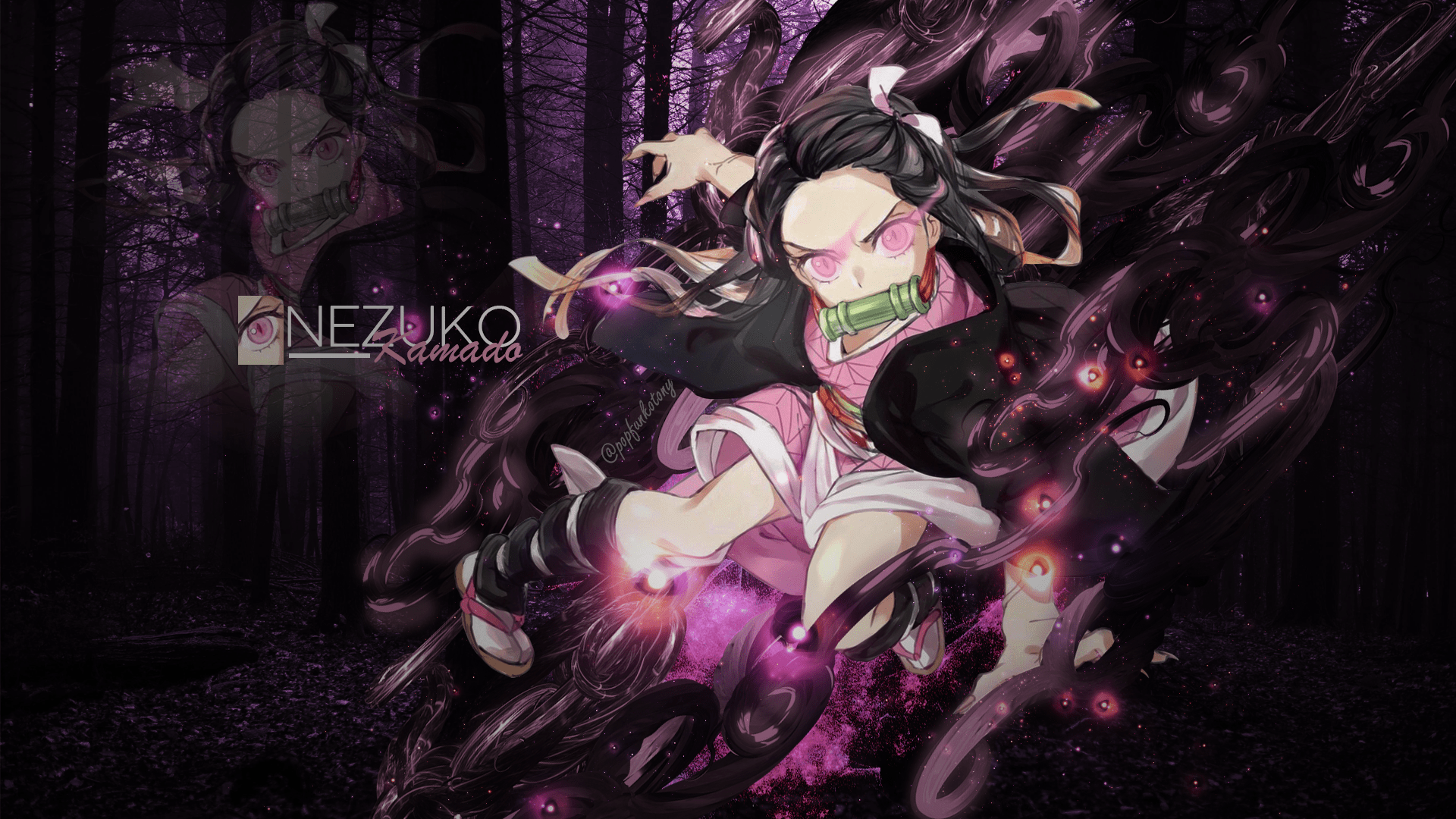 1920x1080 heres a wallpaper i created of our best girl <3: Nezuko