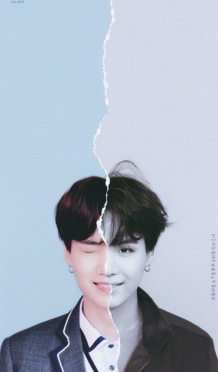 828x1413 YOONGI HALF AND HALF. #WALLPAPERS#BTS#YOONGI. Bts suga, Min yoongi bts, Suga