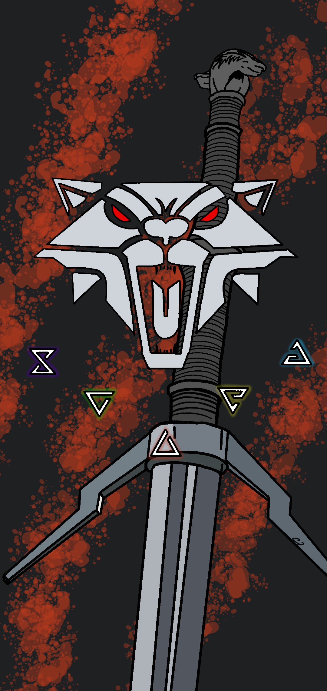 1080x2280 Witcher Cat School phone wallpaper
