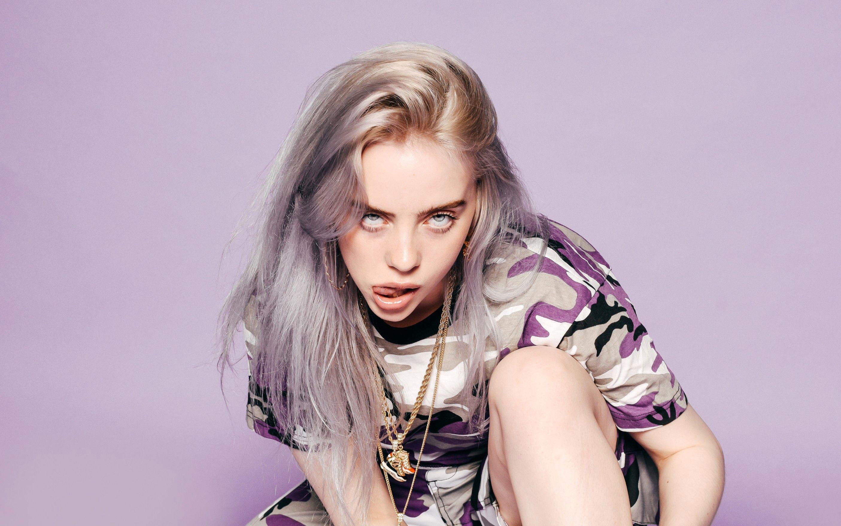 2810x1760 Inspirational Billie Eilish Camo Purple. Billie eilish, Billie, Hair and beard styles