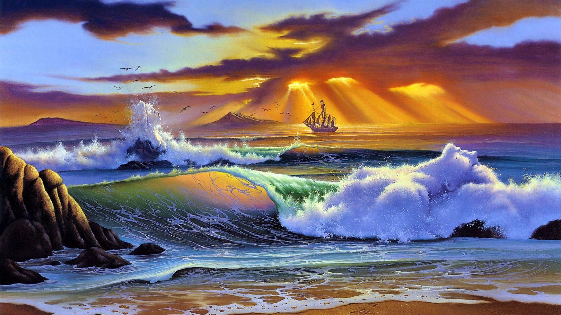 Beach Paintings Wallpapers - Top Free Beach Paintings Backgrounds - WallpaperAccess