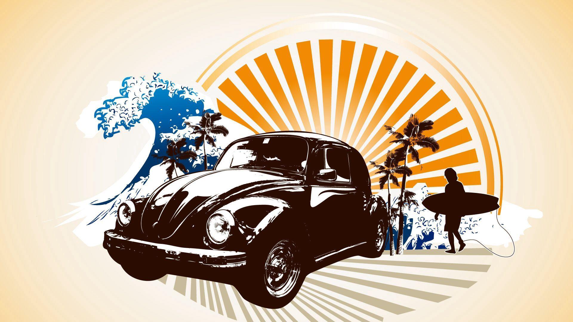 1920x1080 Download wallpaper 1920x1080 car, sea, surf, waves full hd, hdtv, fhd, 1080p HD background