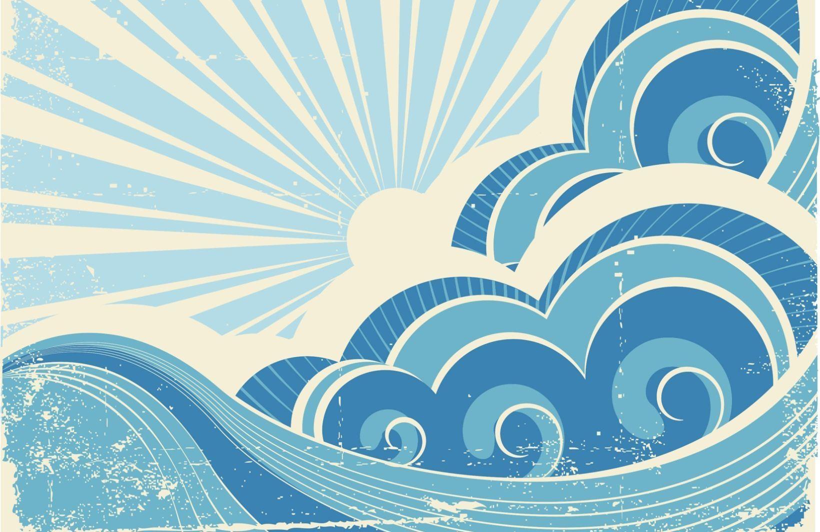 1640x1064 Retro Surf Wallpaper. Vintage Surf Mural. MuralsWallpaper. Beach wall murals, Ocean mural, Beach mural