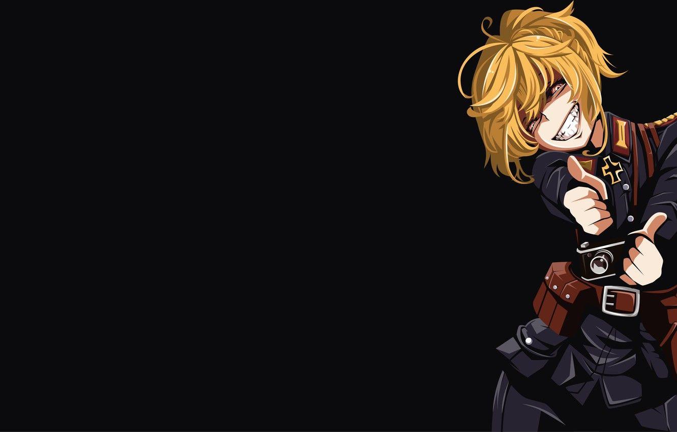 1332x850 Wallpaper girl, gun, pistol, soldier, military, weapon, war, eyes, anime, cross, cap, blonde, asian, manga, crazy, mad image for desktop, section прочее