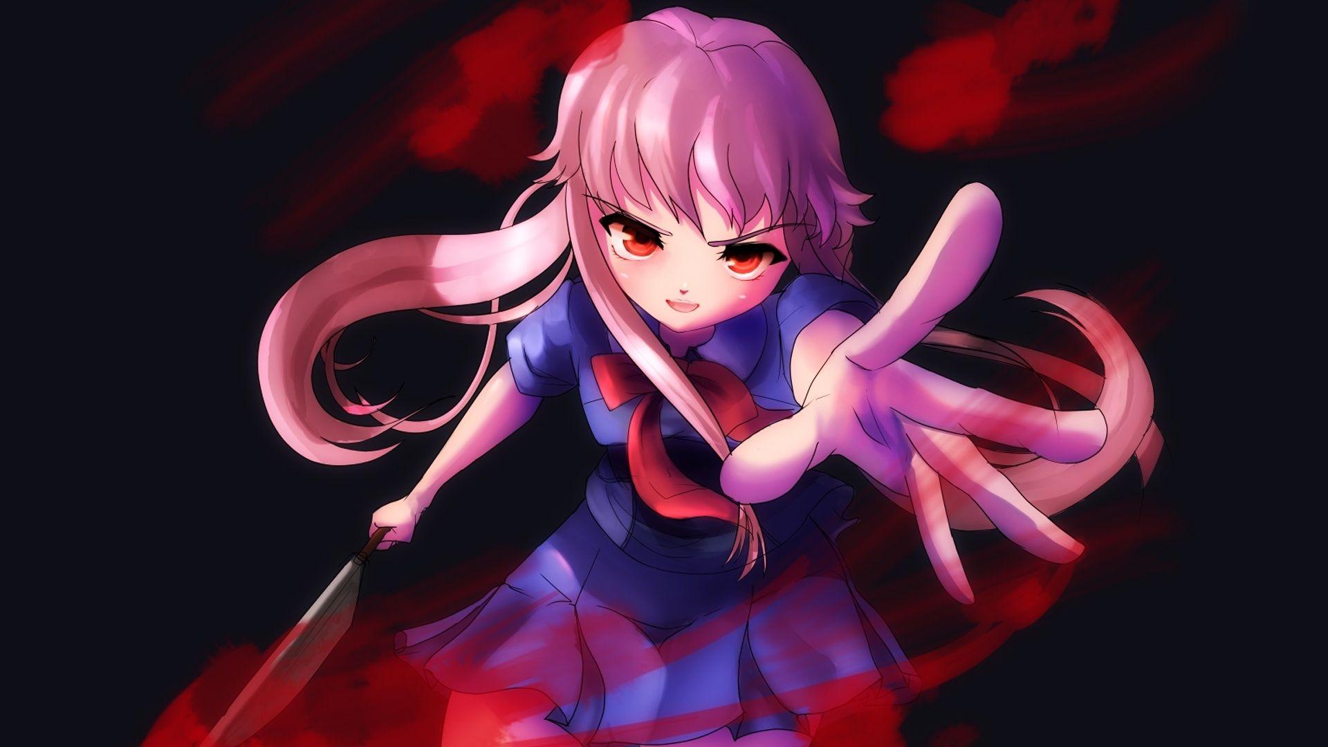 1920x1080 Wallpaper Crazy anime girl, knife, blood 1920x1200 HD Picture, Image