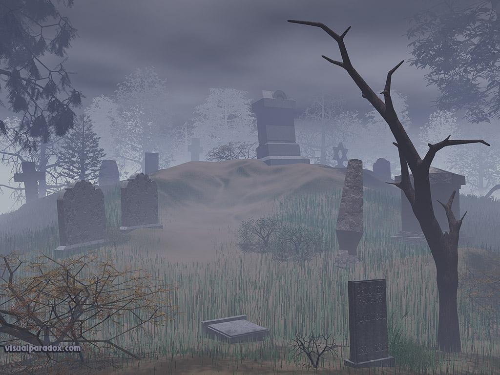 1024x768 Free 3D Wallpaper 'Graveyard' 1024x768