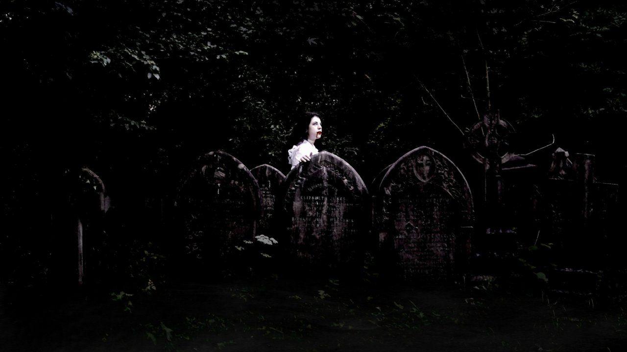 1280x720 Vampires, Stock Image, Horror, Display, Blood Art, drawing, dark, Grave, Fantasy, Cemetery, Gothic, View
