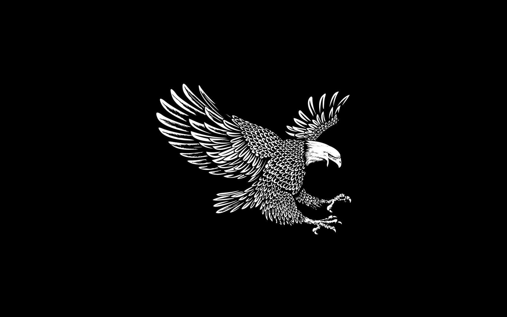 1680x1050 Wallpaper Eagle, wings, flight, black background, art picture 1920x1080 Full HD 2K Picture, Image