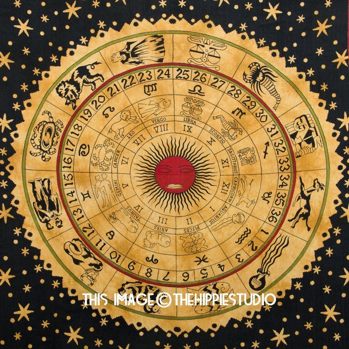 1200x1200 Zodiac Tapestry Wall Hanging, Astrology Tapestry, Hippie