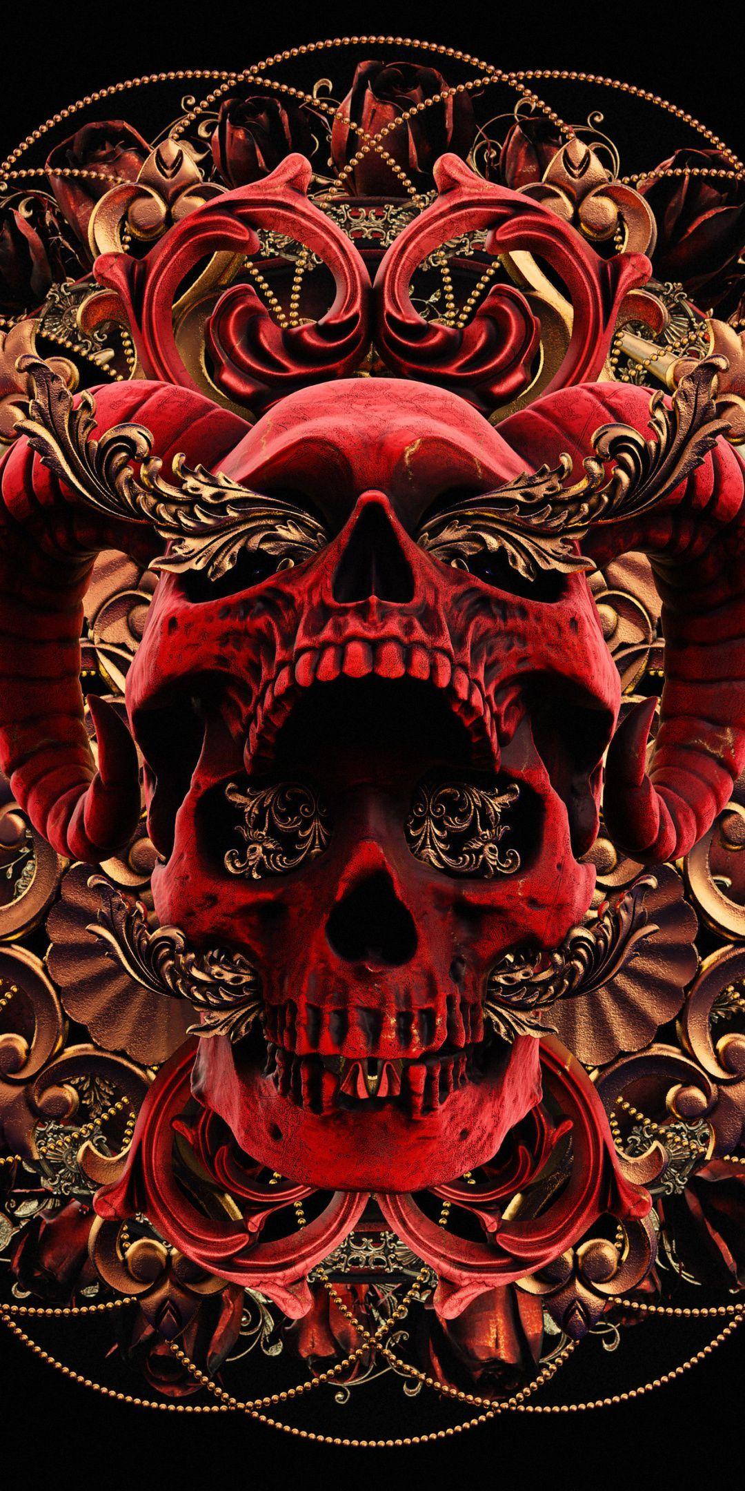1080x2160 Red skull, abstract, art wallpaper. Graffiti wallpaper iphone, HD skull wallpaper, Skull wallpaper iphone
