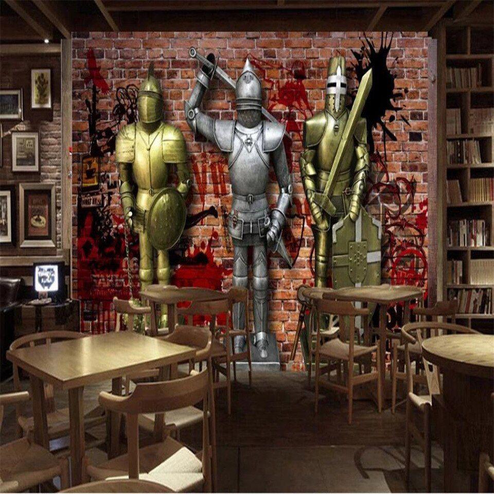 960x960 Milofi custom 3D wallpaper mural retro nostalgic European medieval armor bar dining background wall decoration painting wallpape. Wallpaper