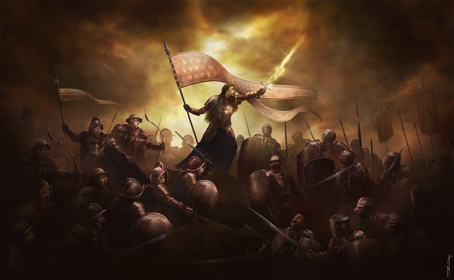 1920x1182 Fantasy Women Warrior Woman Warrior Girl Armor Banner Sword Knight Warrior HD Wallpaper Background Image