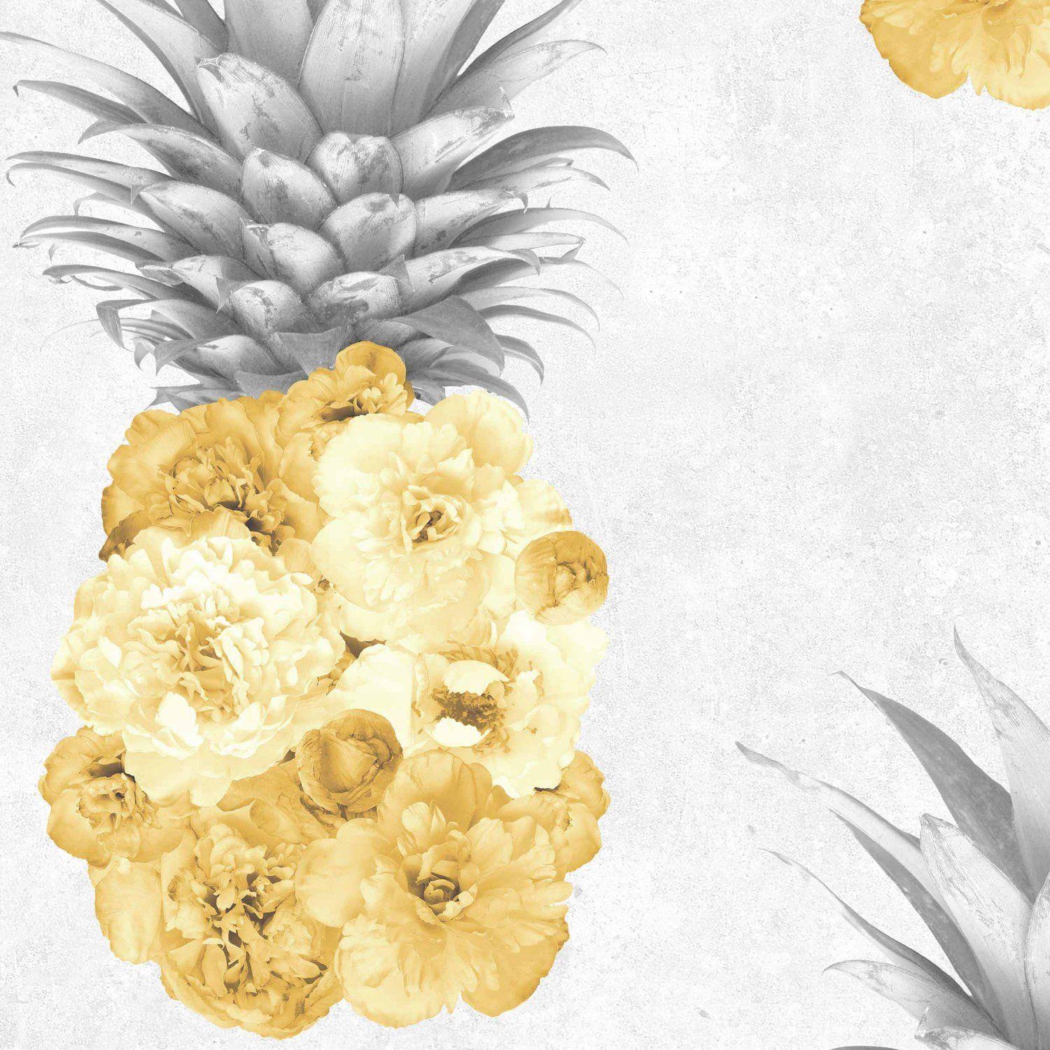 1500x1500 Ludic' Yellow Floral Pineapple by Woodchip & Magnolia