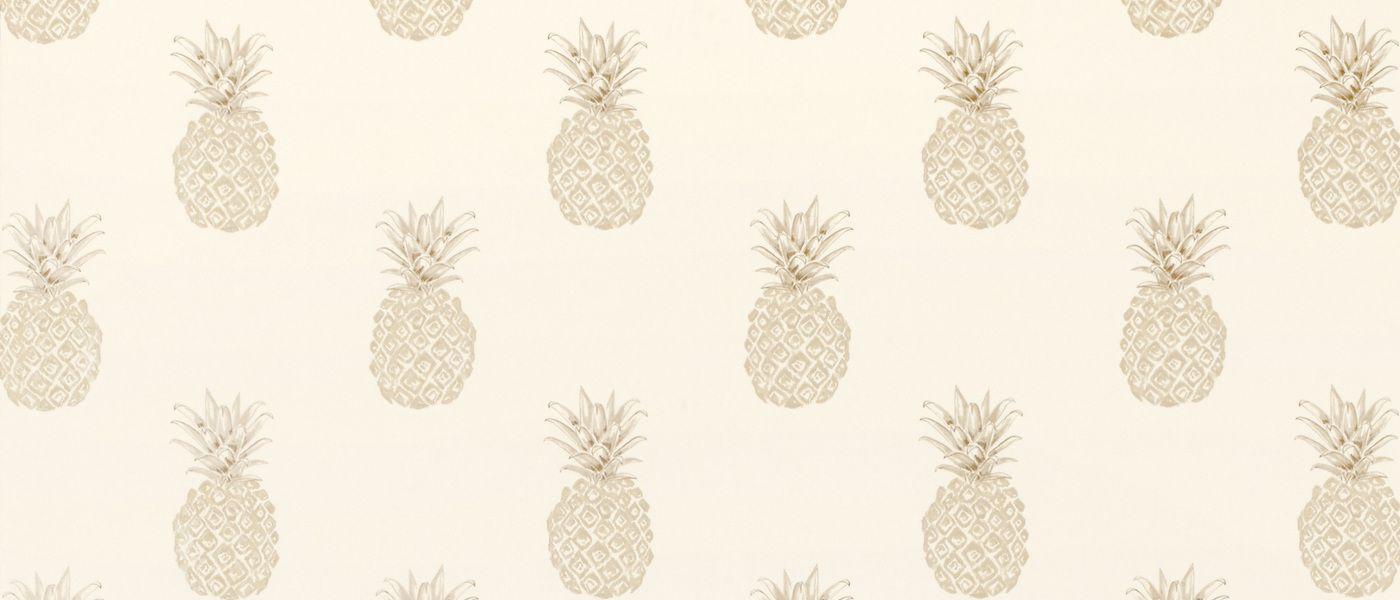 1400x600 Pineapple Print Pewter Wallpaper