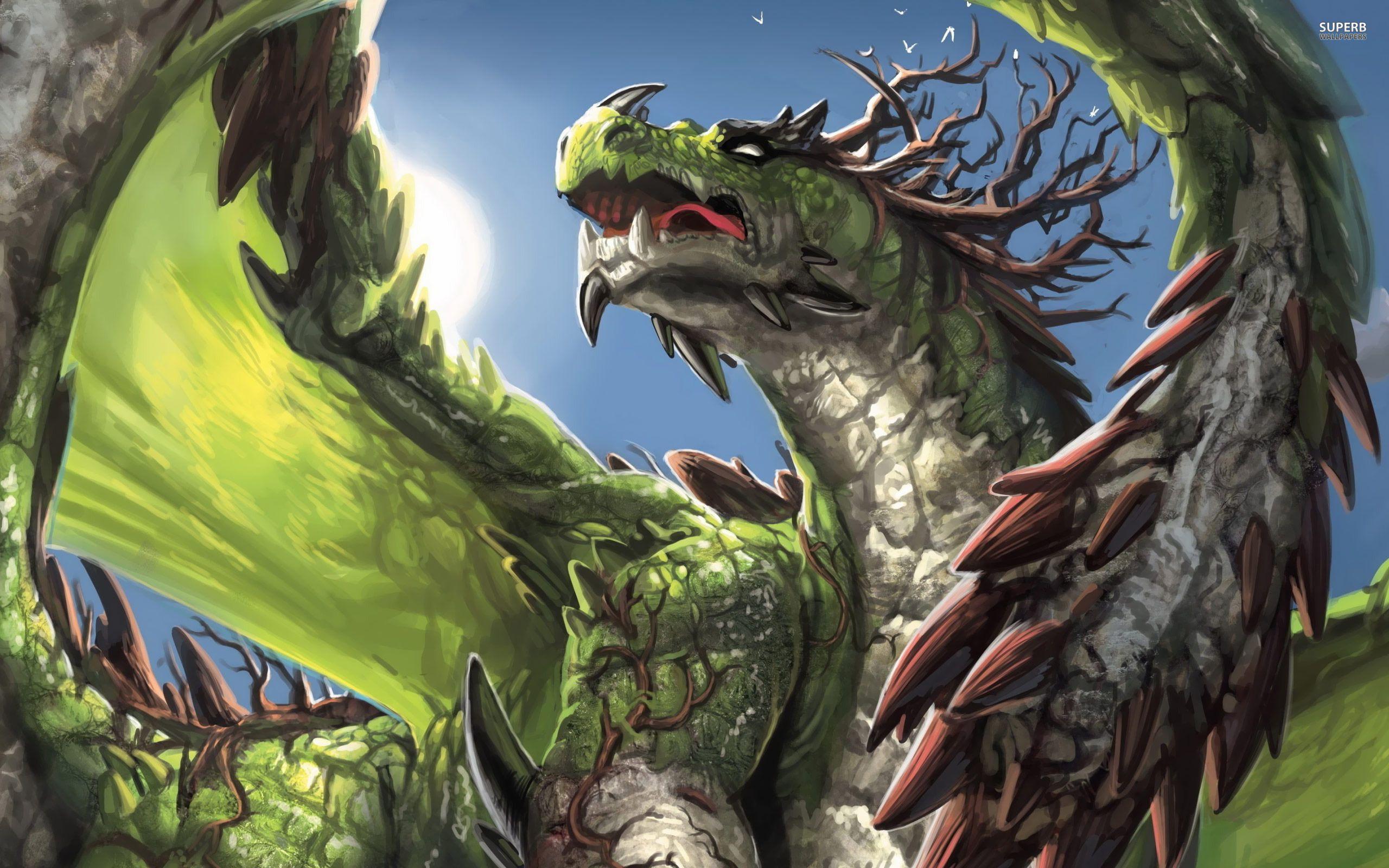 2560x1600 Green dragon wallpaperx1600