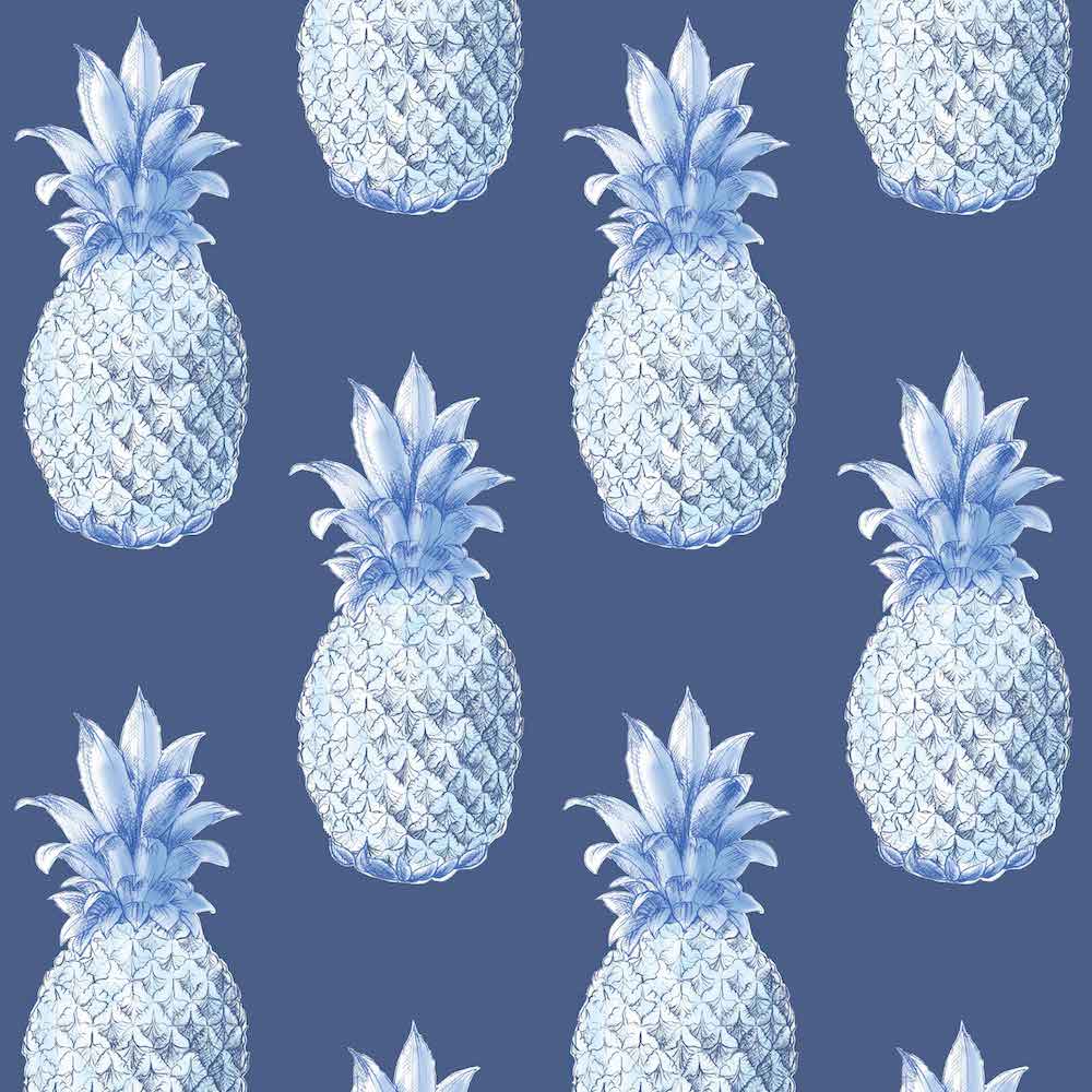 1000x1000 A Street Prints Aloha Pineapple Wallpaper Blue FD24139