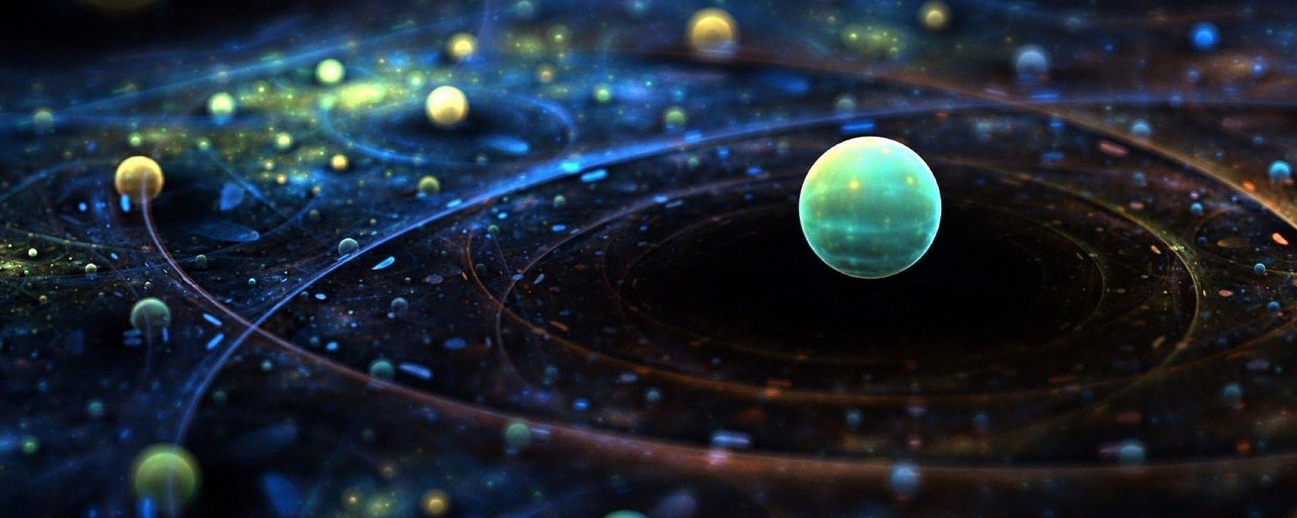 2560x1024 Planets of the space Macro wallpaper