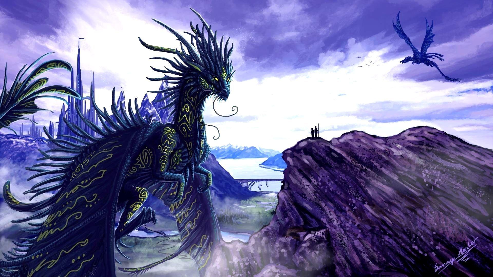 1920x1080 Beautiful Purple Dragon Wallpaper