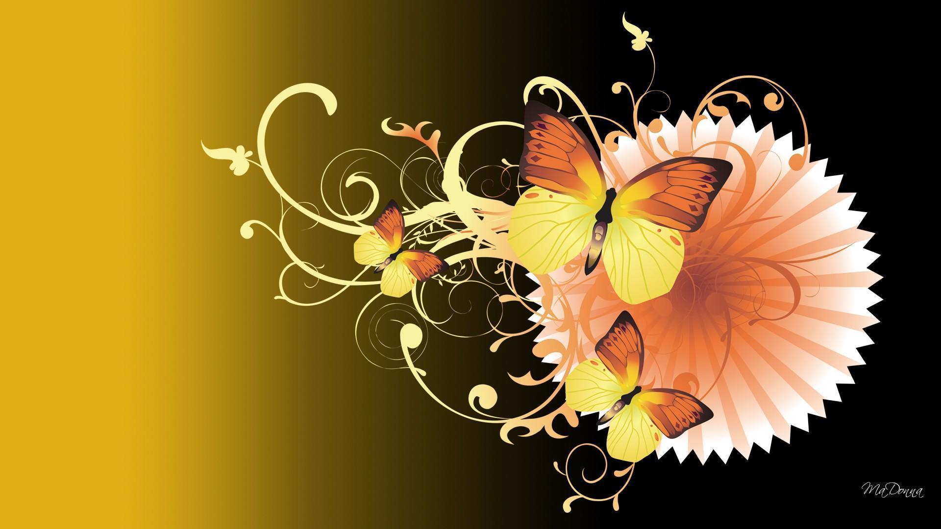 1920x1080 Butterfly Gold Animé Grande Roue