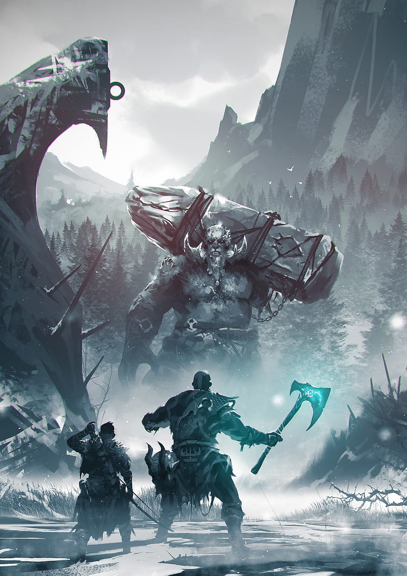 800x1131 God of war, baldur, kratos, odin, omer tunc, thor, zeus, HD phone wallpaper