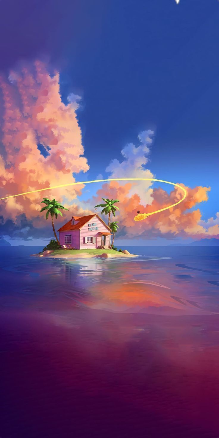 736x1472 Kame house wallpaper. Dragon ball landscape, Dragonball background landscape, Island