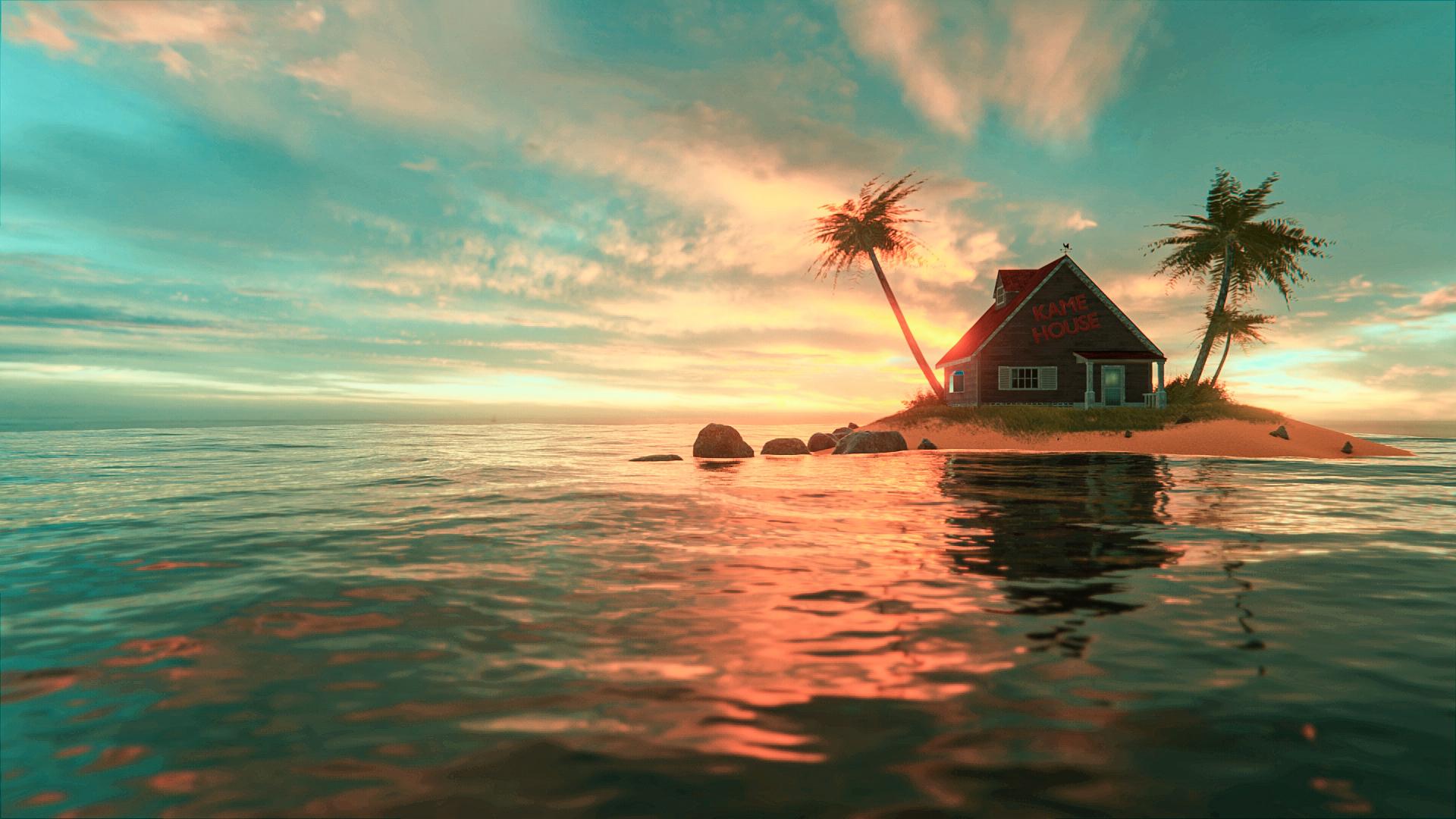 1920x1080 I've been working on Kame House from DBZ, what do you think?