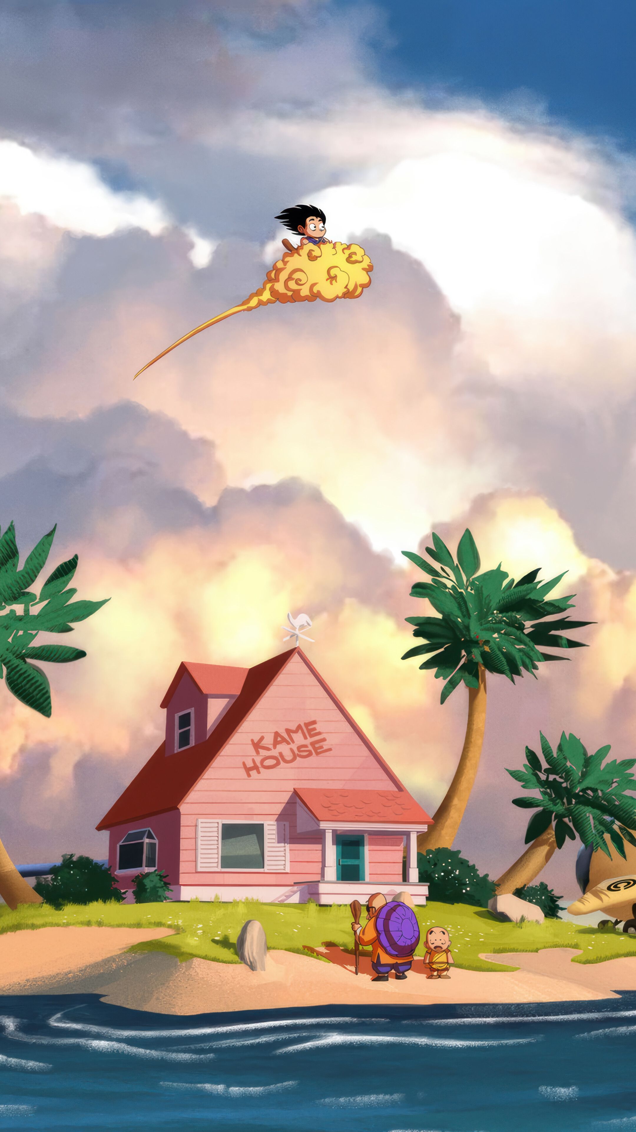 2160x3840 Goku Kintoun Cloud Kame House Island Dragon Ball 4K Wallpaper iPhone HD Phone