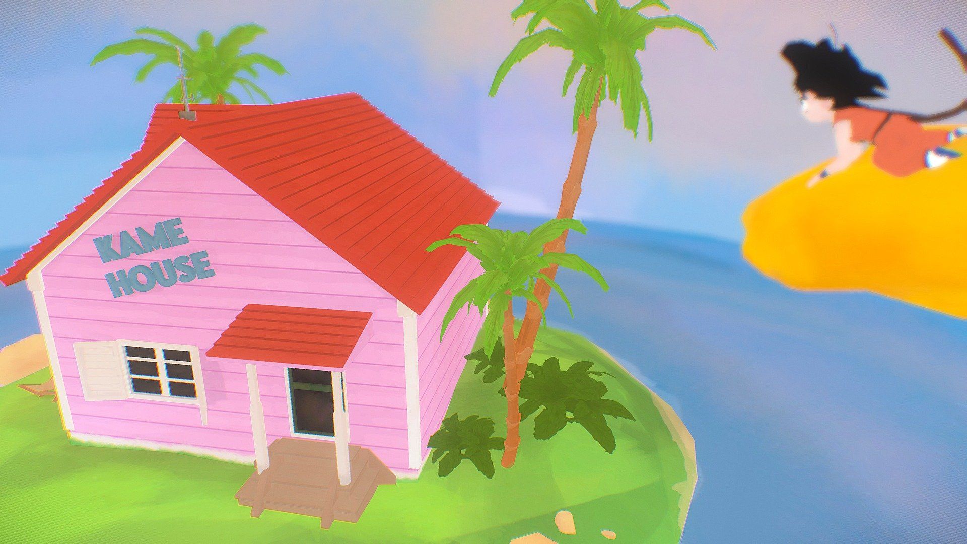 1920x1080 Kame House and Goku model by Alvaro Ramirez [2e5ade3]
