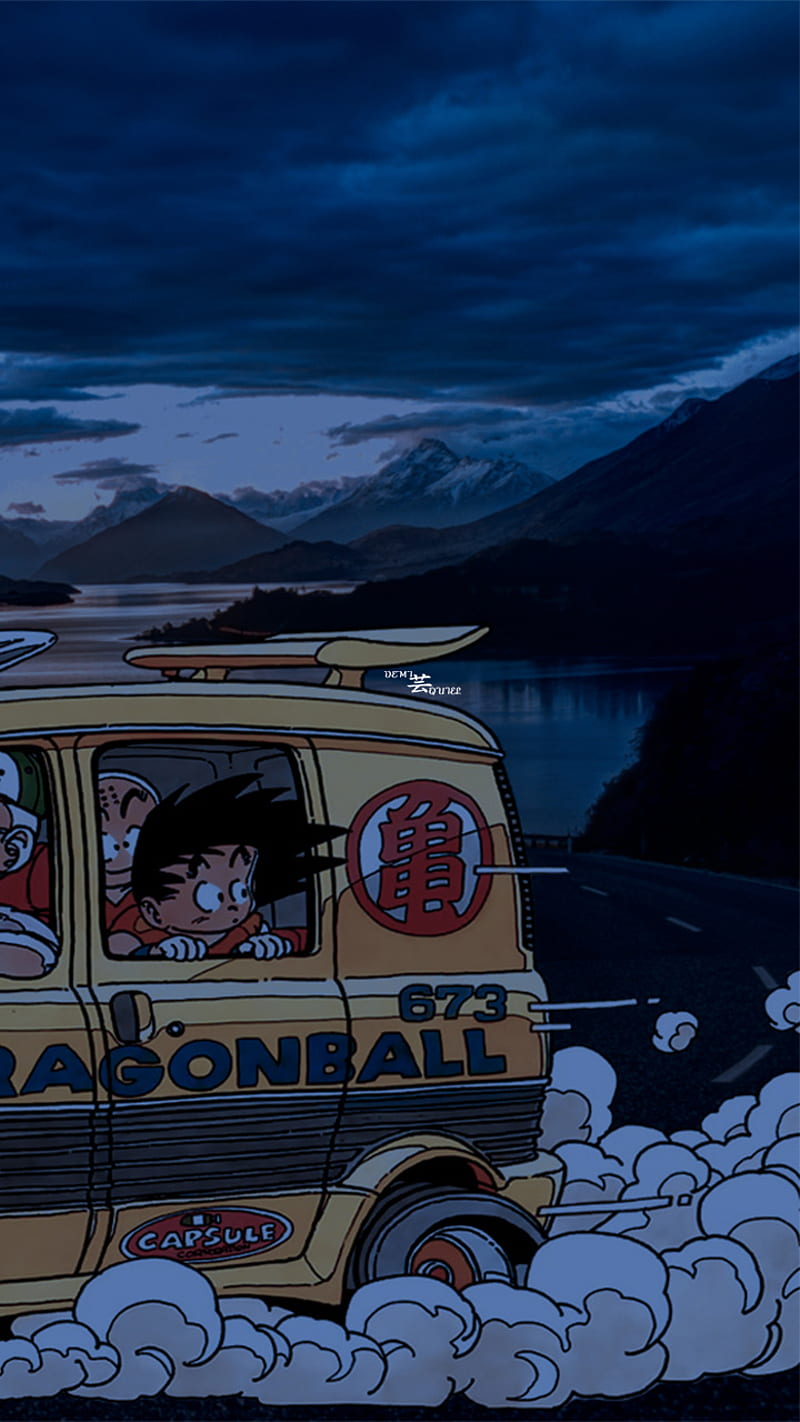 800x1422 Dragonball, anime, car, dragon ball, goku, japan, landscape, mountain, smoke, HD phone wallpaper