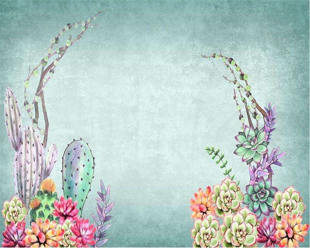 1000x800 Beibehang Custom wallpaper home decor mural fresh watercolor succulents TV background walls living room bedroom 3D wallpaper. Wallpaper