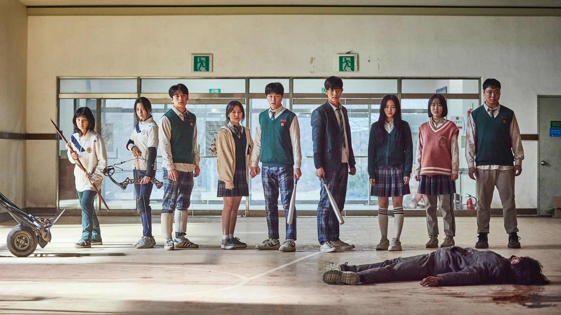 1920x1080 Park Solomon Park Ji Hoo Cho Yi Hyun Chan Young Yoon HD All Of Us Are Dead Wallpaper