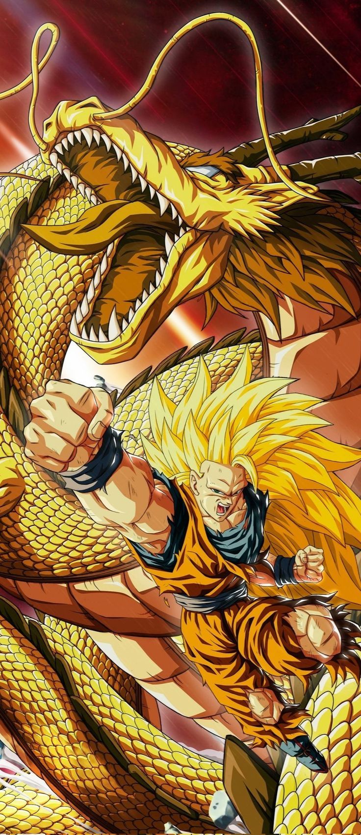 736x1699 Goku doing kamehameha. Super saiyan 3 dragon fist, Goku and shenron wallpaper, Dragon ball super