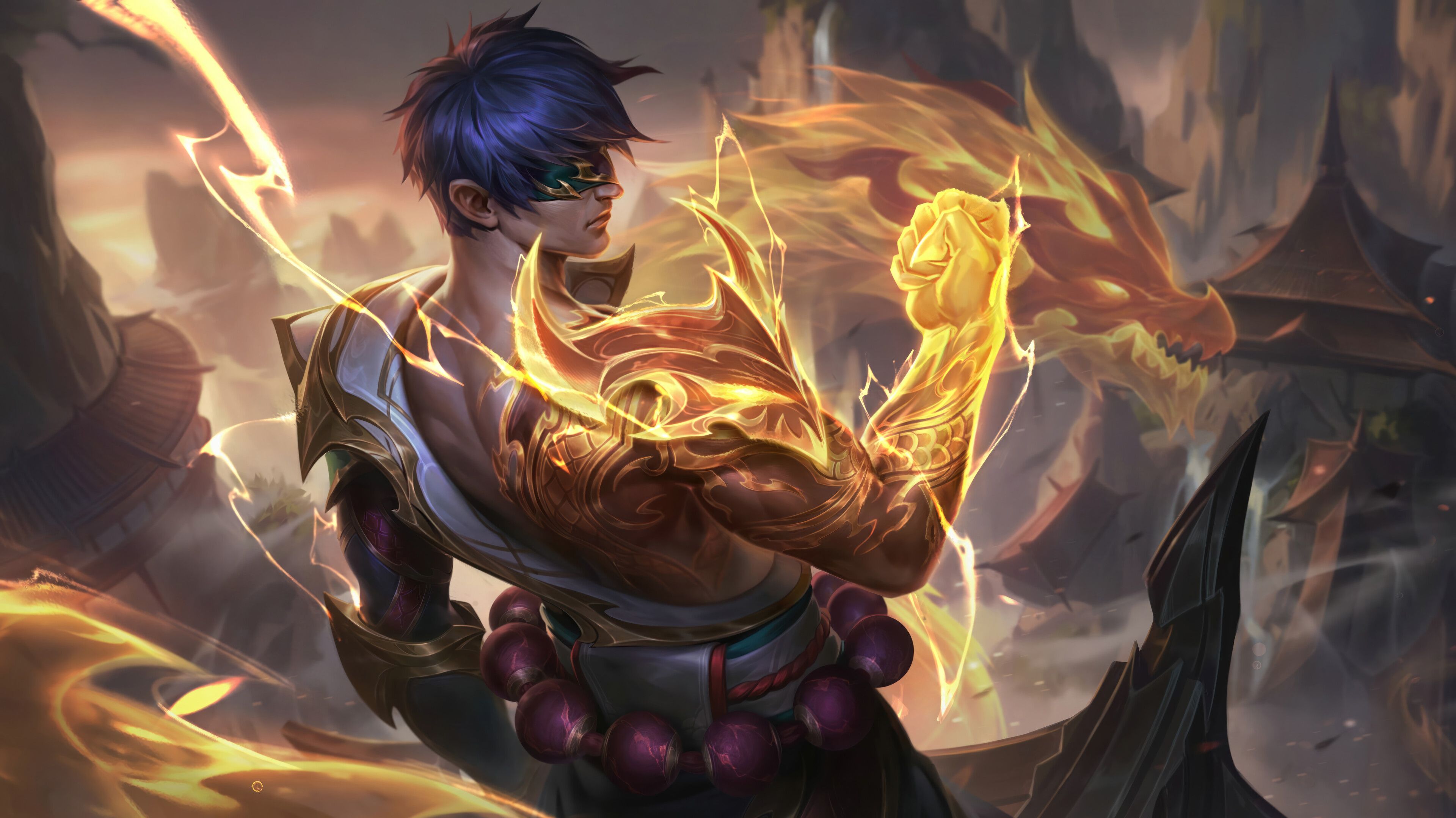 3840x2160 Dragon Fist Lee Sin Mythic Chroma Skin LoL Splash Art Wallpaper 4K 8K HD PC i